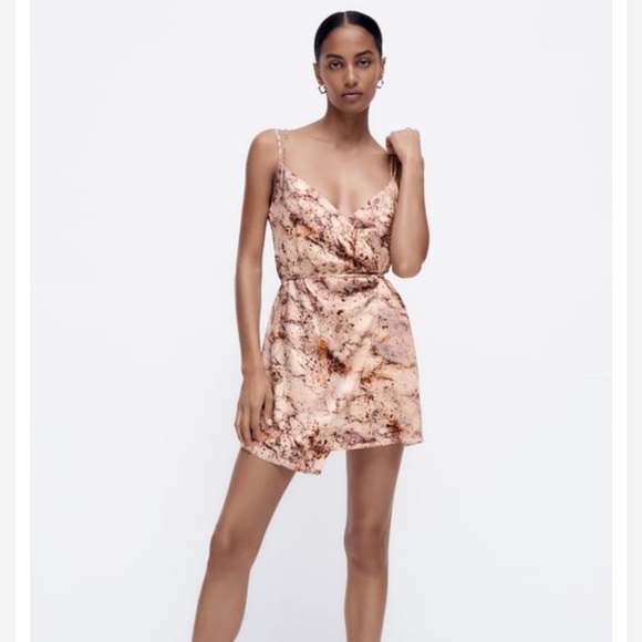 Zara Dresses Zara Satin Effect Print Dress Poshmark